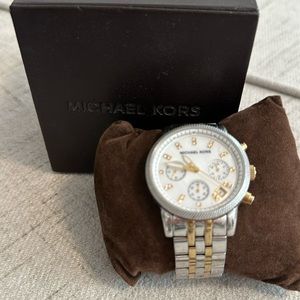 Michael Kors Watch.  Pearle face with  two tone metal.